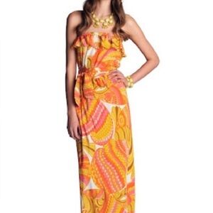 Vibrant Yellow and Pink Maxi Dress
